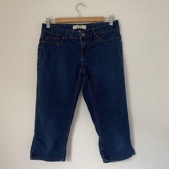 D Jeans Capri Size 4 Blue Dark Wash Denim Jeans Cropped Pockets Stretch Casual - Picture 1 of 6